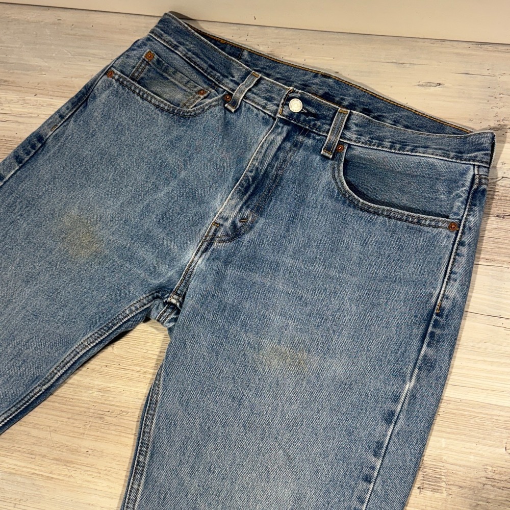 Levis Jeans Mens 34x32* Blue 505 Regular Fit Straight 100% Cotton Denim Casual‎